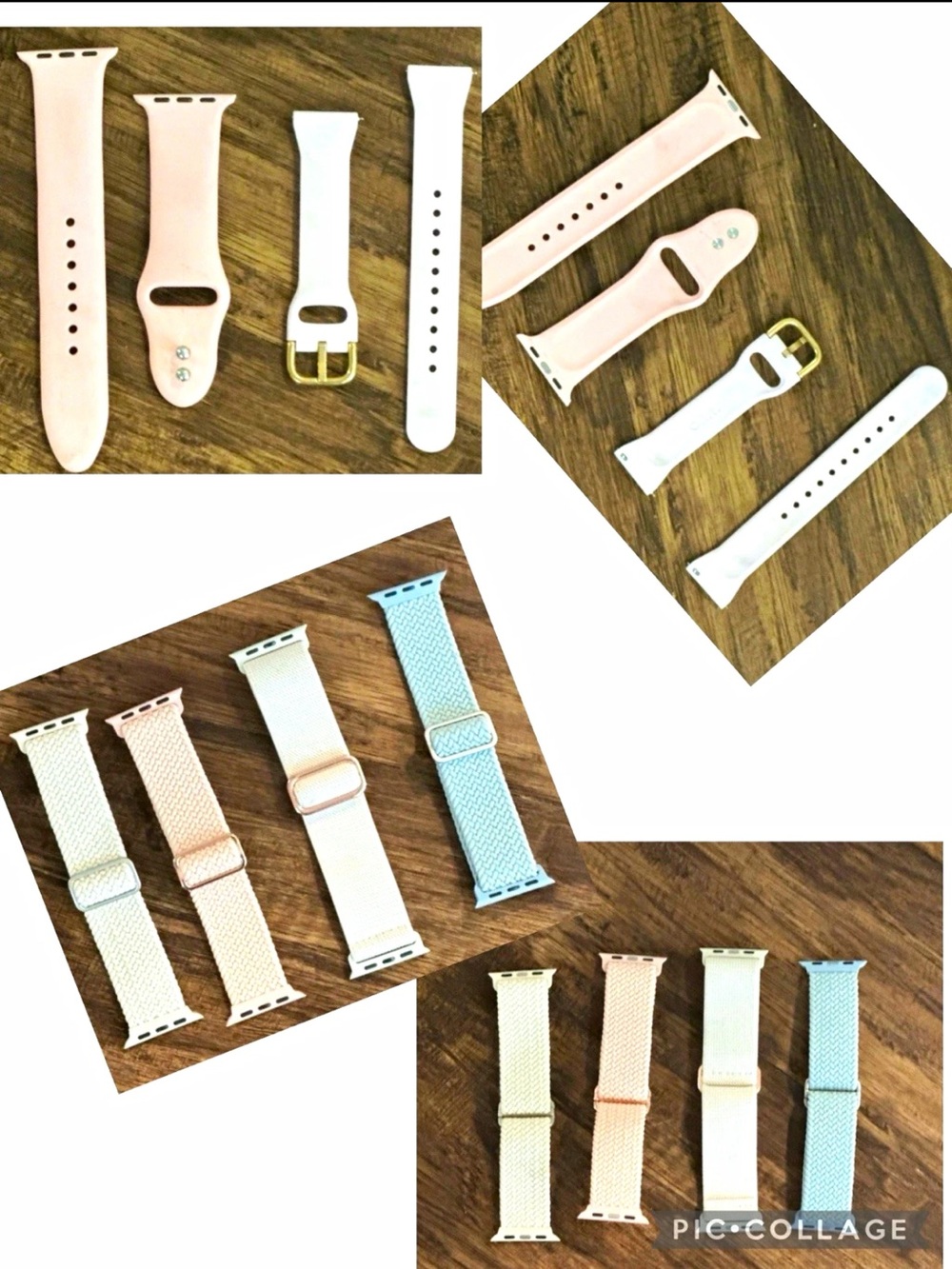 Source Unknown Pastel Pink Cream and Light Blue Replacement Watch Bands